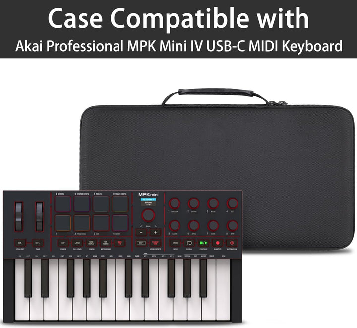co2CREA Case Hart reiseschutzhülle Etui Tasche für Akai Professional MPK Mini IV USB-C MIDI Keyboard