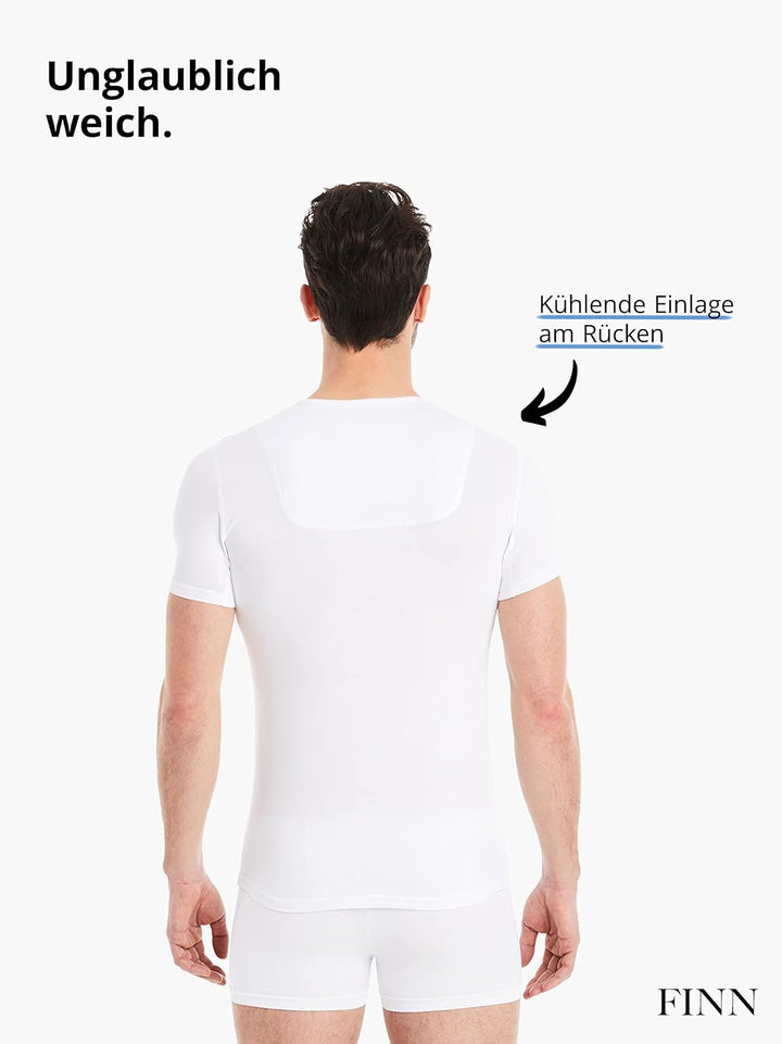 FINN Herren Funktions-Unterhemd mit V-Ausschnitt - Anti-Schweiss Shirt mit Einsätzen gegen Schweissf