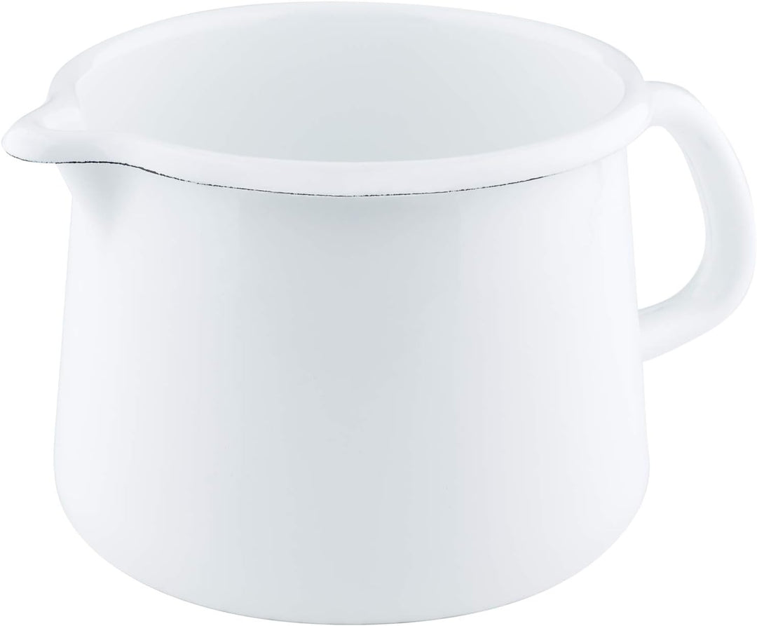 Riess, 0584-033, Familien-Set Emaille Töpfe 5-teilig, NOUVELLE - ARCTICWEISS, 2 Fleischtöpfe 16/20 c