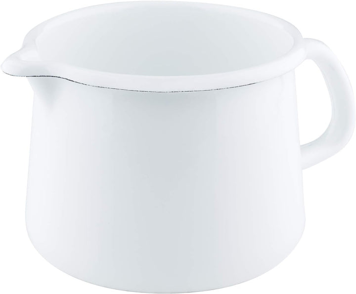 Riess, 0584-033, Familien-Set Emaille Töpfe 5-teilig, NOUVELLE - ARCTICWEISS, 2 Fleischtöpfe 16/20 c
