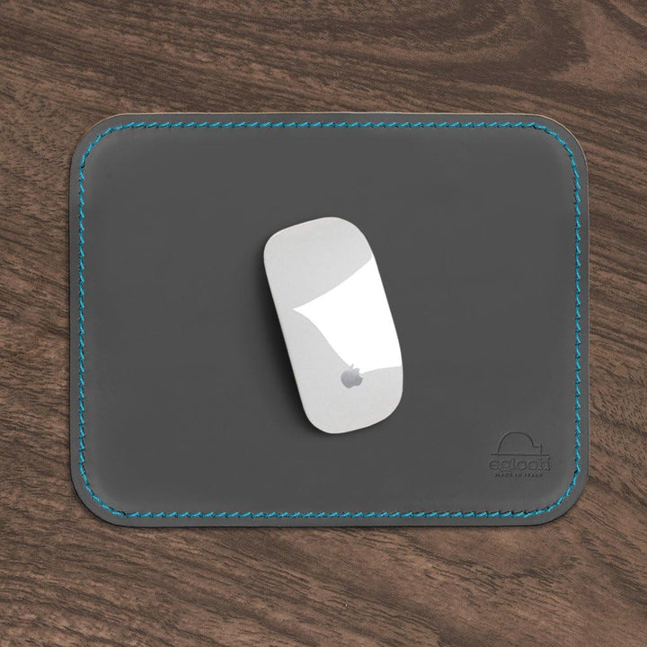 eglooh - Herms Deluxe - Mauspad aus Leder Anthrazit Grau cm 25x20 - Mousepad für Schreibtisch und Bü