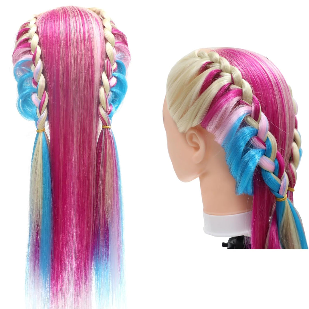 Trainingsköpfe, 28 inch Frisierkopf 100% Synthetikfaser-Haar Übungskopf, Frisurenkopf Ausbildung Kop