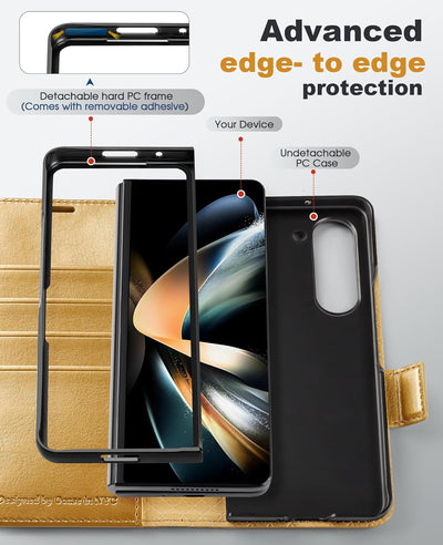 OCASE Hülle Samsung Galaxy Z Fold 5 5G Handyhülle mit [S Pen Halter] [Grenzschutz] [Premium PU Leder