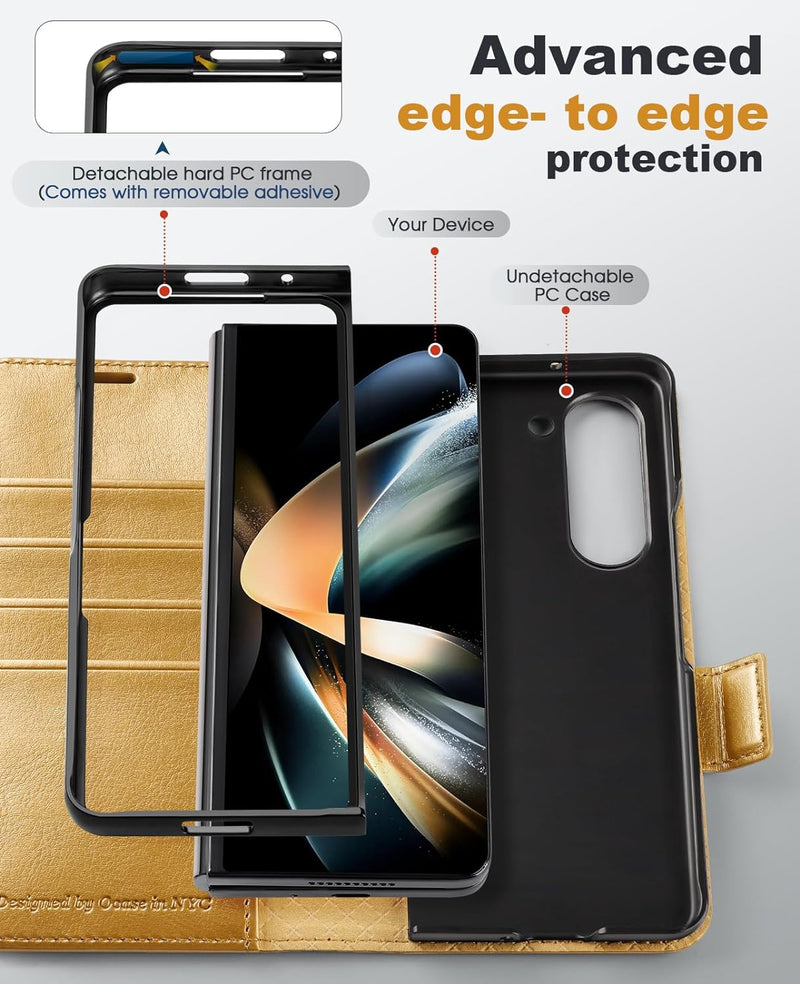 OCASE Hülle Samsung Galaxy Z Fold 5 5G Handyhülle mit [S Pen Halter] [Grenzschutz] [Premium PU Leder