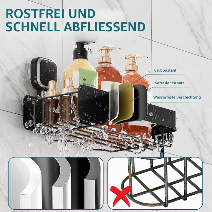 TAILI Dusch-Caddy, Saugnapf, Edelstahl, Rostfrei, ohne Bohren, Wandkorb, Grosses Fassungsvermögen, A