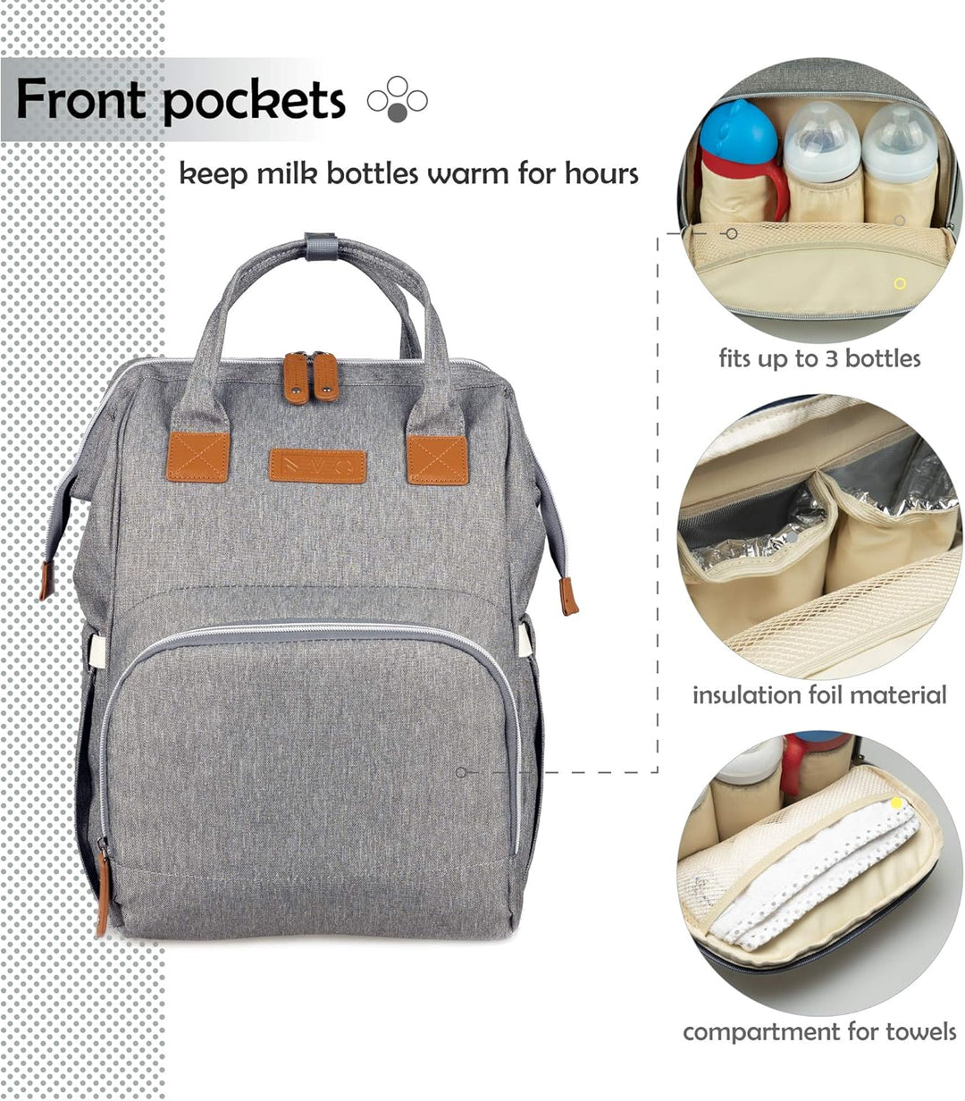 NEVEQ Baby Wickelrucksack, Babytasche für Reise, Wickeltasche Grosse Kapazität, Multifach Reise Ruck