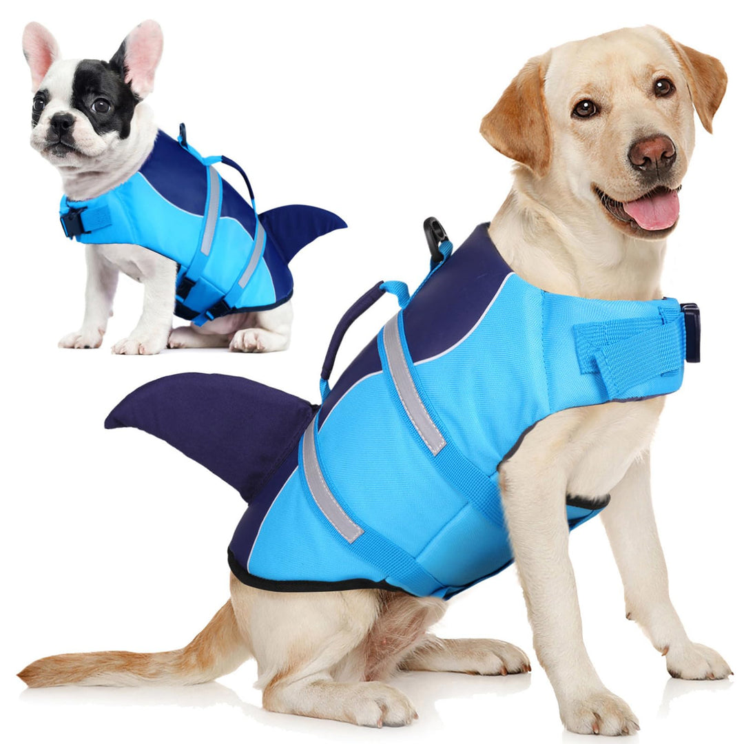 AOFITEE Schwimmweste Hund Klein, Verstellbar Hunde Schwimmweste Hai, Ripstop Hundeschwimmweste Klein