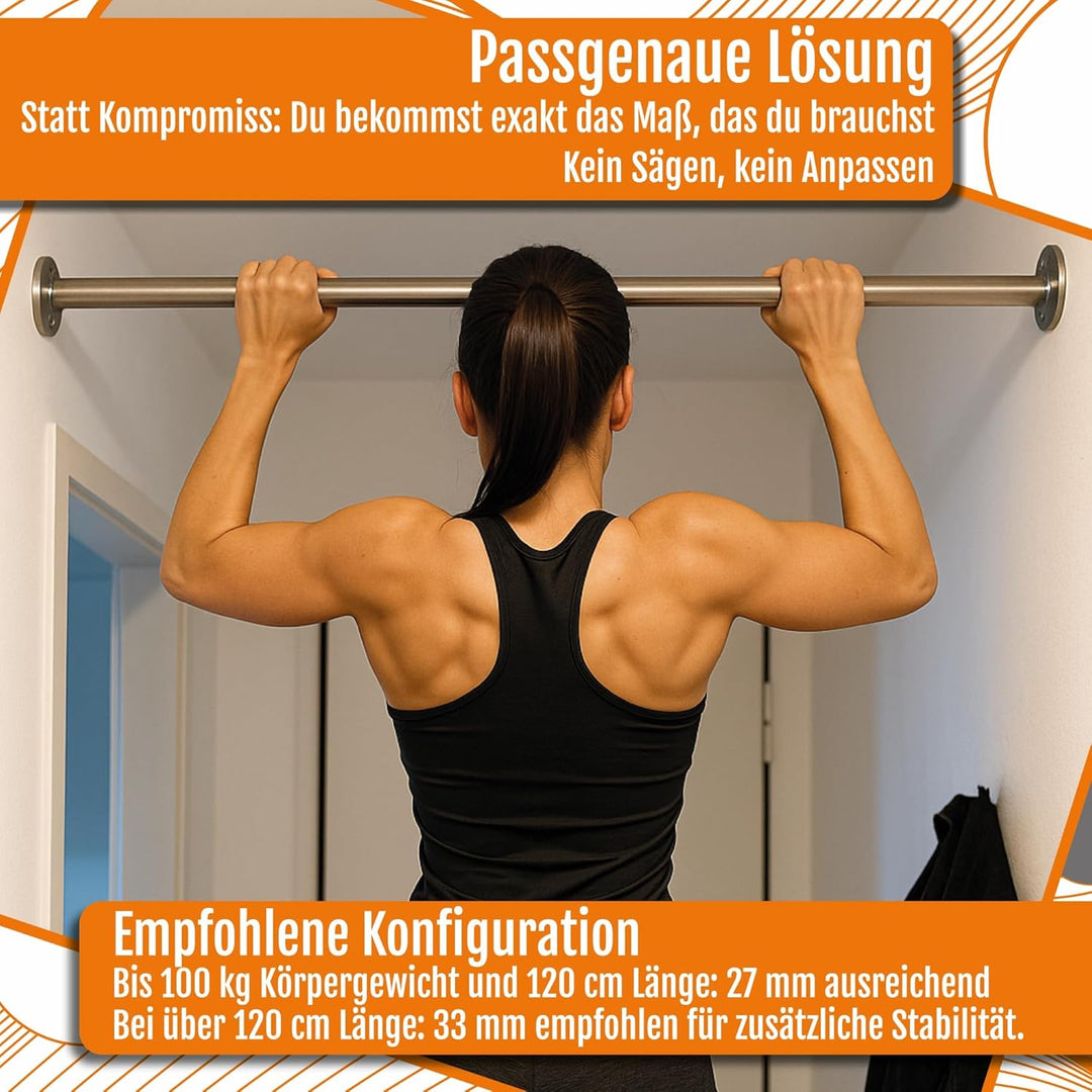 Klimmzugstange aus Edelstahl für Wandmontage robuste Reckstange für Klimmzüge, Calisthenics & Traini