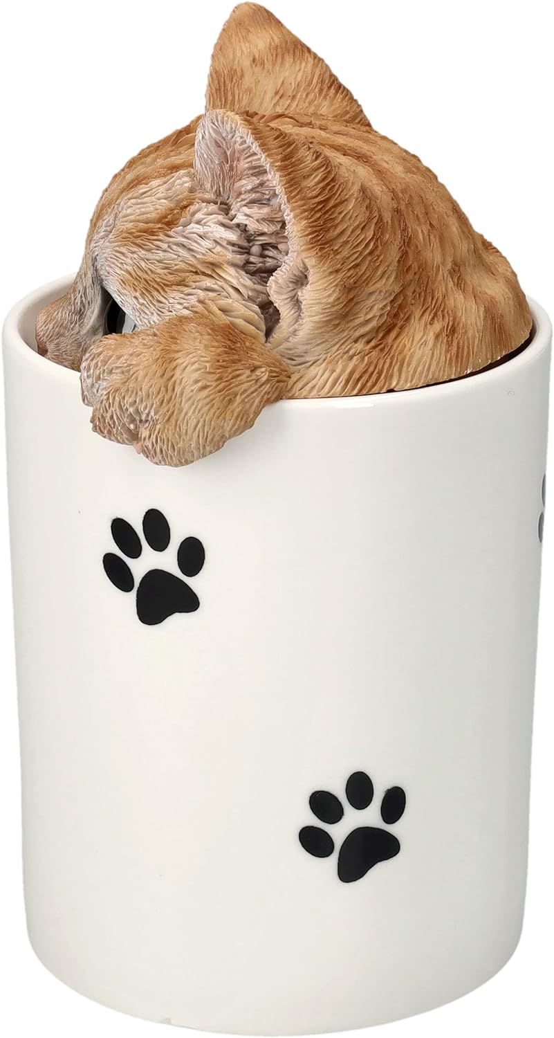 Pacific Giftware Leckerli Dose Tabby Katze - Aufbewahrung für Snacks und Belohnungen - Figur Deko