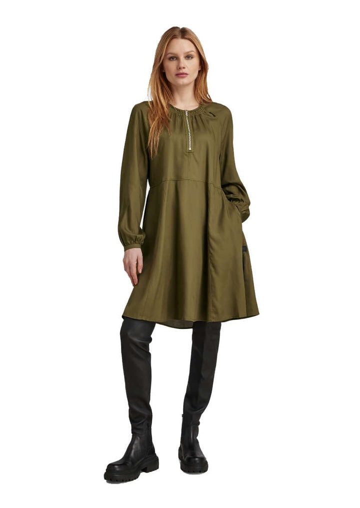 G-STAR RAW Damen Short Flared Long Sleeve Dresses XXS Grün (Dark Olive D23603-d297-c744), XXS Grün (