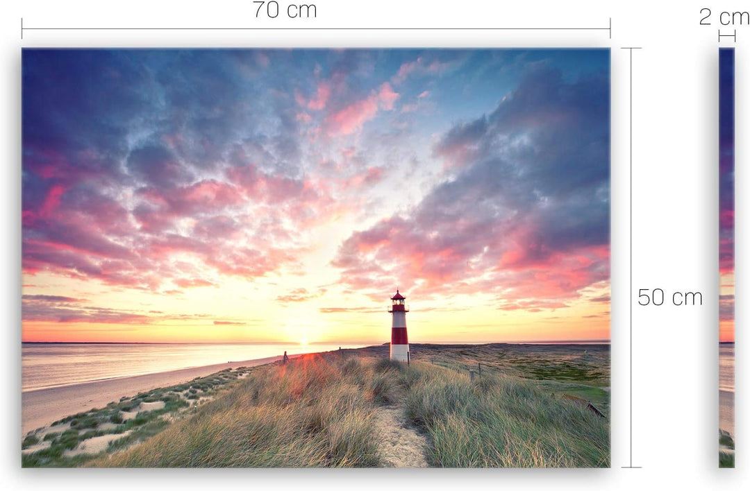 ge Bildet Bild auf Leinwand | Landschaftsbilder - Leuchtturm auf Sylt T in 70x50 cm als Wandbild | W