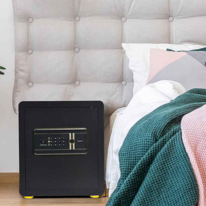 GOPLUS Elektronischer Safe, Feuerfester Möbeltresor mit Zahlenschloss, Schlüssel & Alarmsystem, Wand