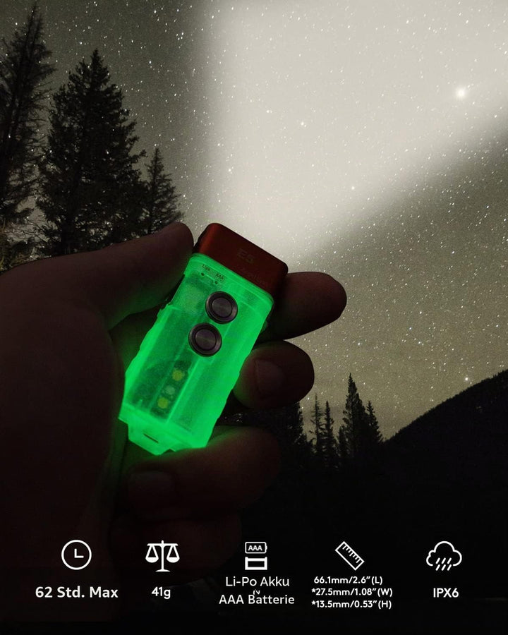 RovyVon E5U Schlüsselanhänger-Taschenlampe, leuchtet im Dunkeln, Dual-Power 700 Lumen, mit Lockout-M