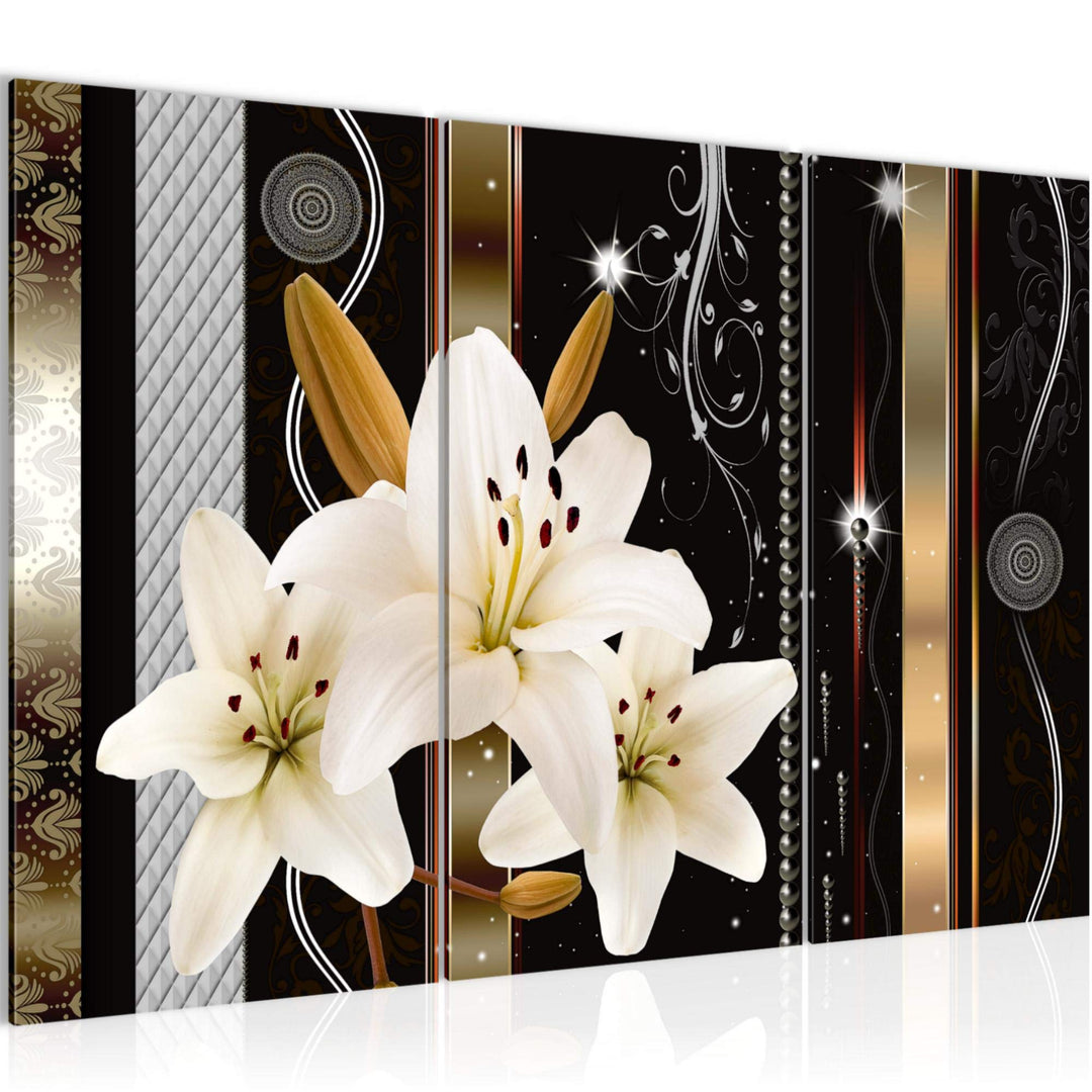 Runa Art Wandbilder Blumen Lilien Bild XXL Wohnzimmer Schlafzimmer Beige Braun Abstrakt 120 x 80 cm