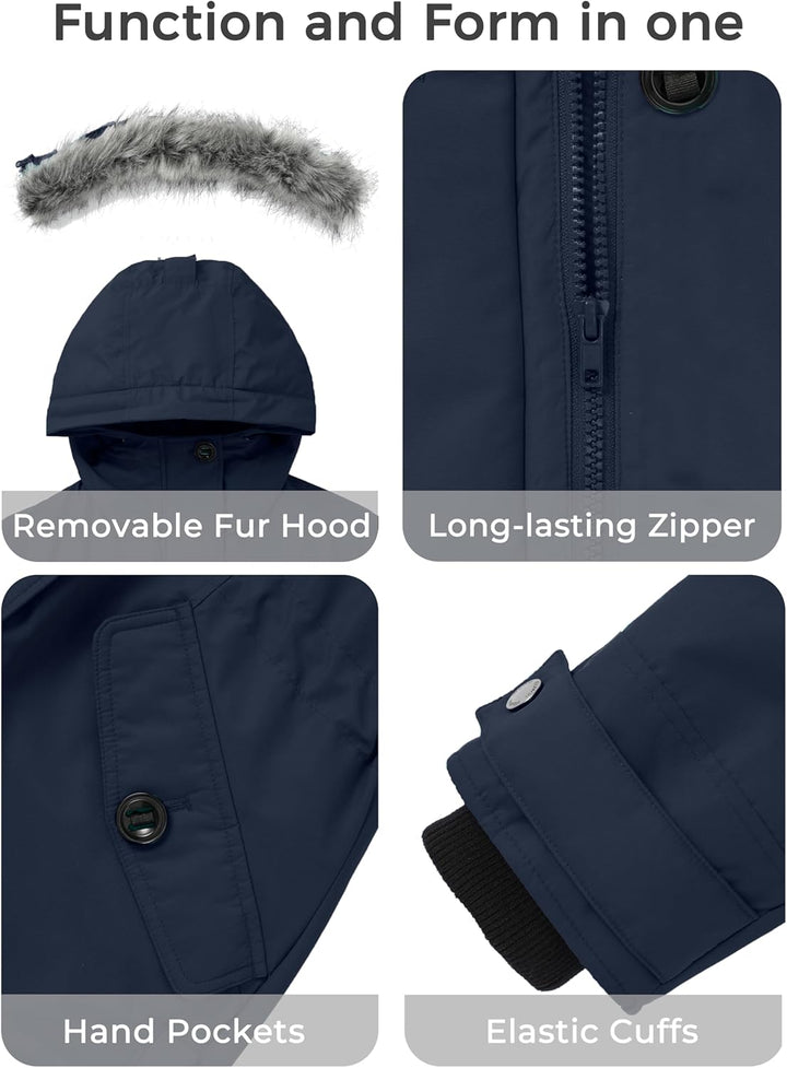 Wantdo Damen Winter Warm Puffer Mantel Wasserabweisend Outdoor Jacke Winddichte Oberbekleidung Mante