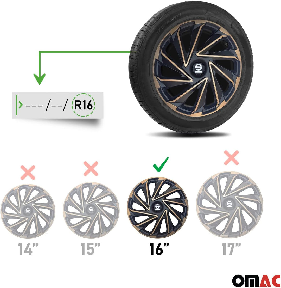 Sparco Radzierblenden Varese - 16-Zoll - Gold/Schwarz - Satz mit 4 Stück