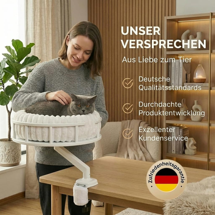 Katzenbett LEVI | Katzenbett Schreibtisch | Katzenplattform | Für Tische und Fenstersims | Inkl. 2 B