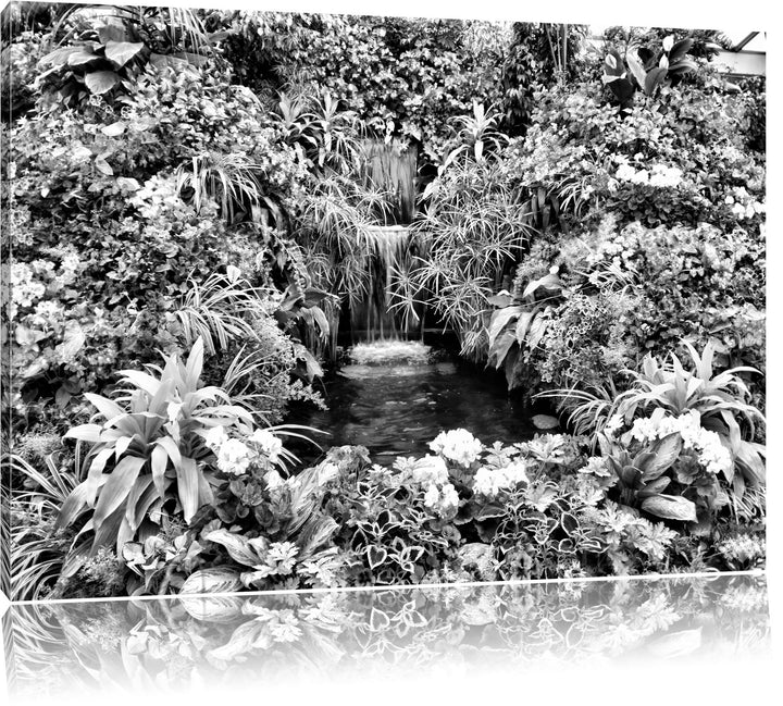 Pixxprint farbenfrohe Blumenoase / 100x70cm Leinwandbild bespannt auf Holzrahmen/Wandbild Kunstdruck