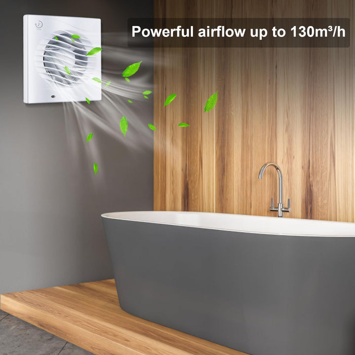 Anesty Badlüfter 100mm mit Nachlauf Timer, 12W 130m³/h Abluftventilator Leiser Badezimmer Lüfter mit