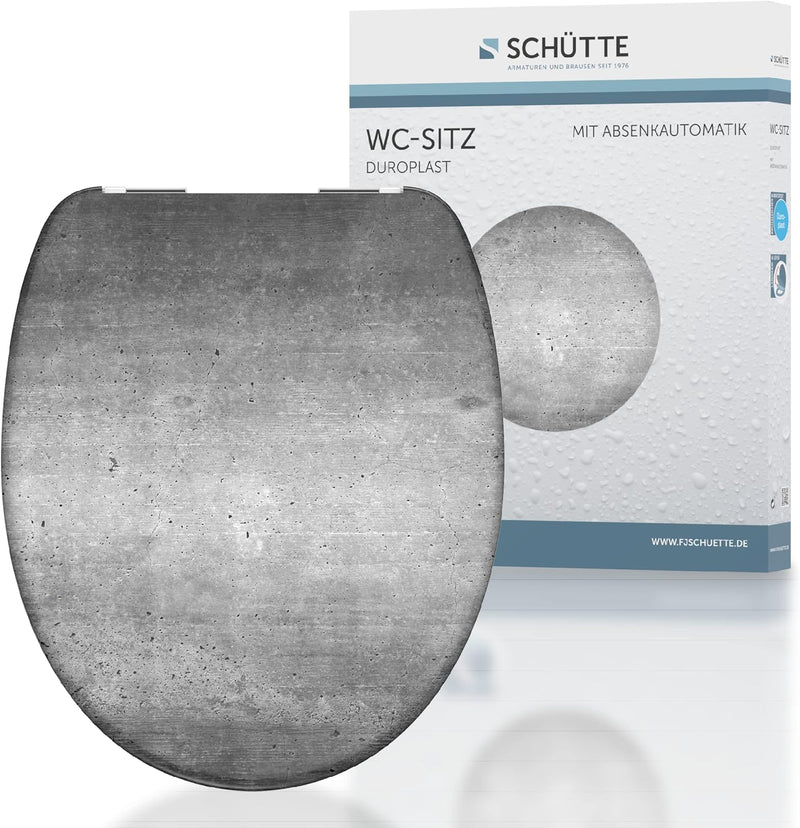 SCHÜTTE WC-Sitz Duroplast INDUSTRIAL GREY, Toilettensitz mit Absenkautomatik, passend für alle hande