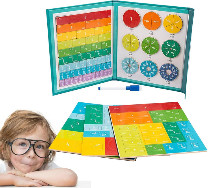 Math Games for School, Fraction Educational Tools, Magnetic Fraction Manipulatives, Wooden Math Mani