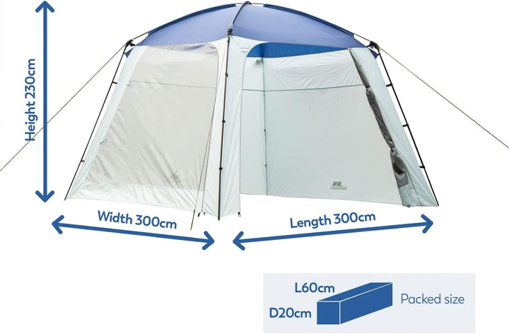 Trespass Pavillon 4 Seiten Garten Party Baldachin Festzelt Zelt 3x3m blau EACH, blau EACH