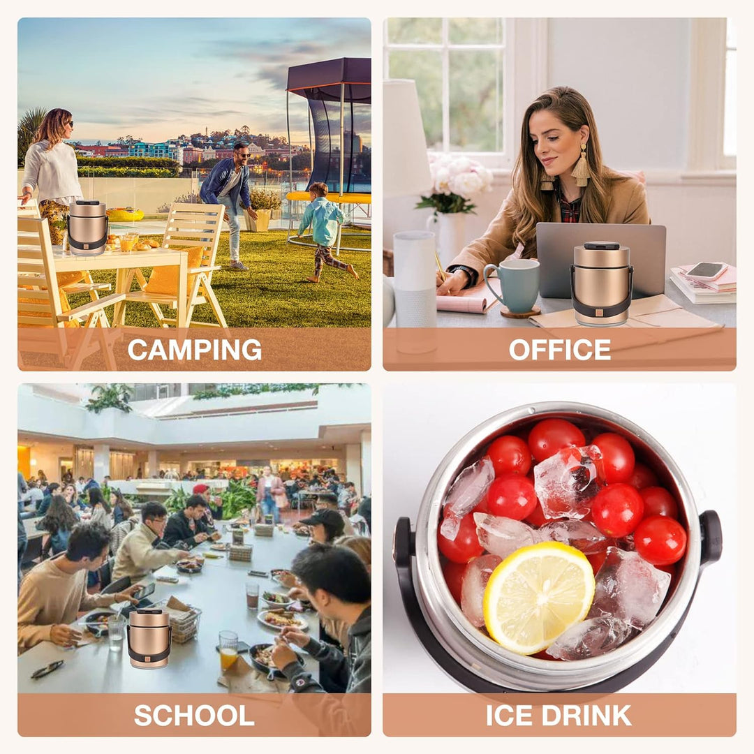 Food Flask 1,5L Edelstahl Essen Thermobehälter Doppelwand Isolierbehälter Warmhaltetopf für Warme Sp