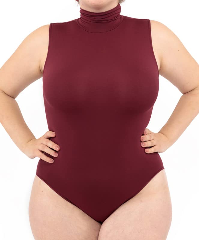 Ärmellos Bodysuit mit Rollkragen Damen Grösse Grössen, Verstellbarem Verschluss, Nahtloser Technolog