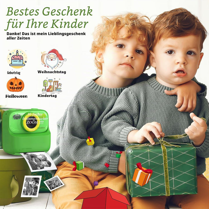 Upgrade Kinderkamera Sofortdruck für Jungen und Mädchen, 1080P HD Dual-Linse Selfie Digitalkamera mi