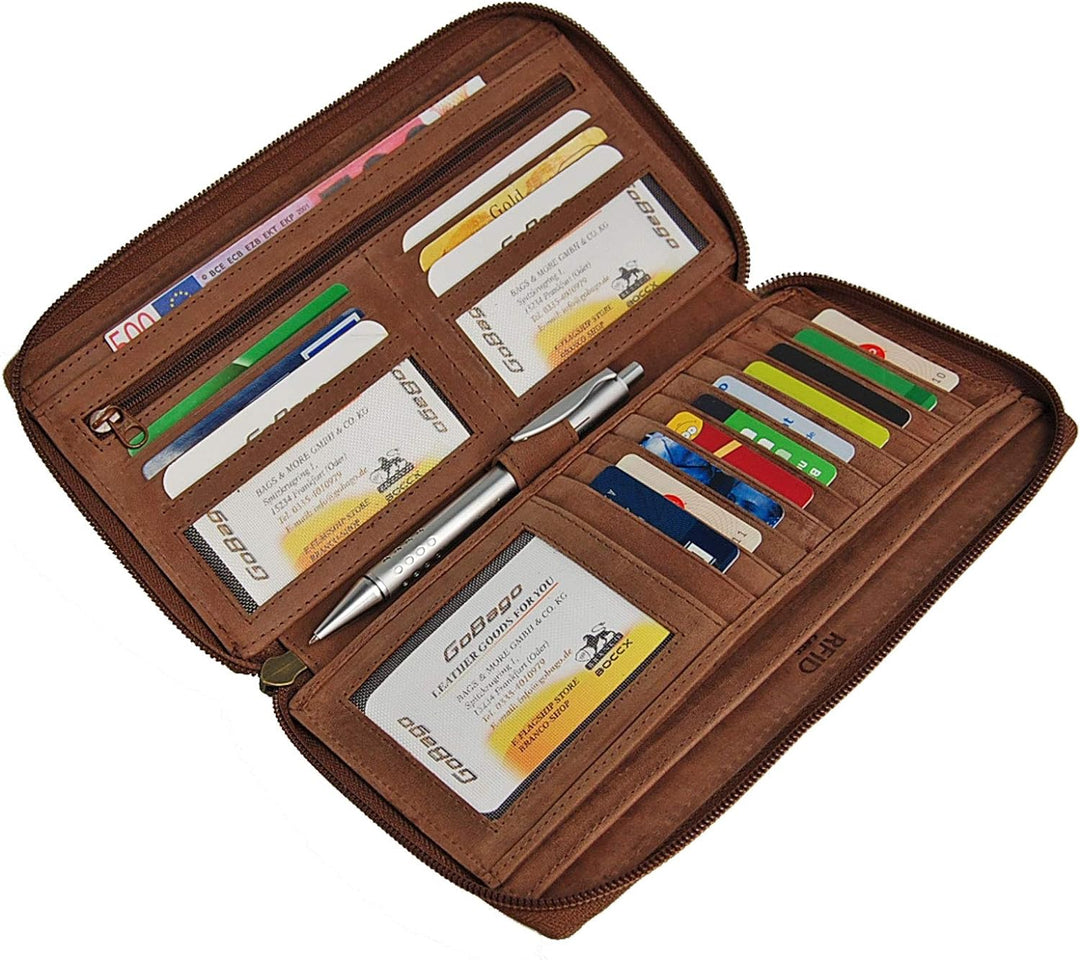 BOCCX Reiseorganizer Ticketbörse Reisepasshülle RFID-Blocker Brieftasche Reisebörse Leder Reisebrief
