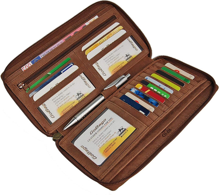 BOCCX Reiseorganizer Ticketbörse Reisepasshülle RFID-Blocker Brieftasche Reisebörse Leder Reisebrief