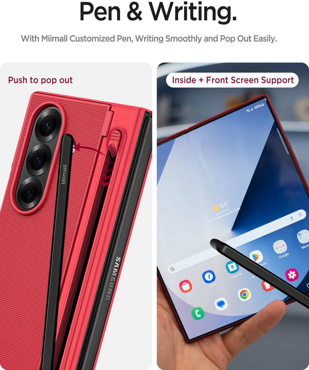 Miimall Kompatibel mit Samsung Galaxy Z Fold 7 Hülle mit S-Pen & Stifthalter, [HD Displayschutz] Ult