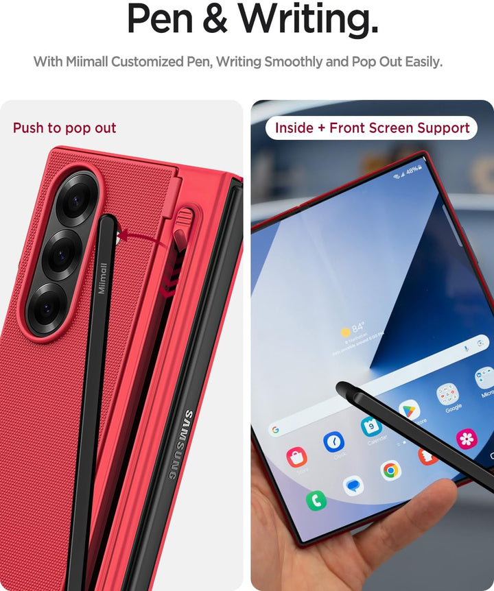 Miimall Kompatibel mit Samsung Galaxy Z Fold 7 Hülle mit S-Pen & Stifthalter, [HD Displayschutz] Ult