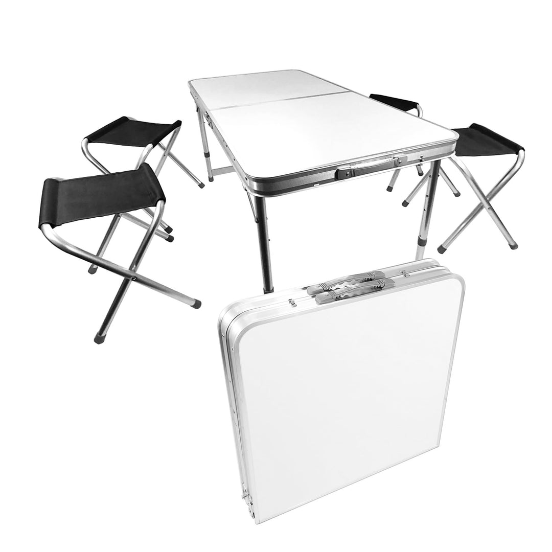 Lemodo Campingtisch mit Stühlen, Klapptisch Set 5-teilig, Campingmöbel klappbar, Esstisch höhenverst