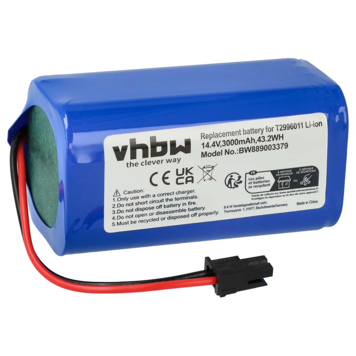 vhbw Akku kompatibel mit Eufy RoboVac LR30 HYBRID Plus, LR30 HYBRID Saugroboter (3000 mAh, 14,4 V, L