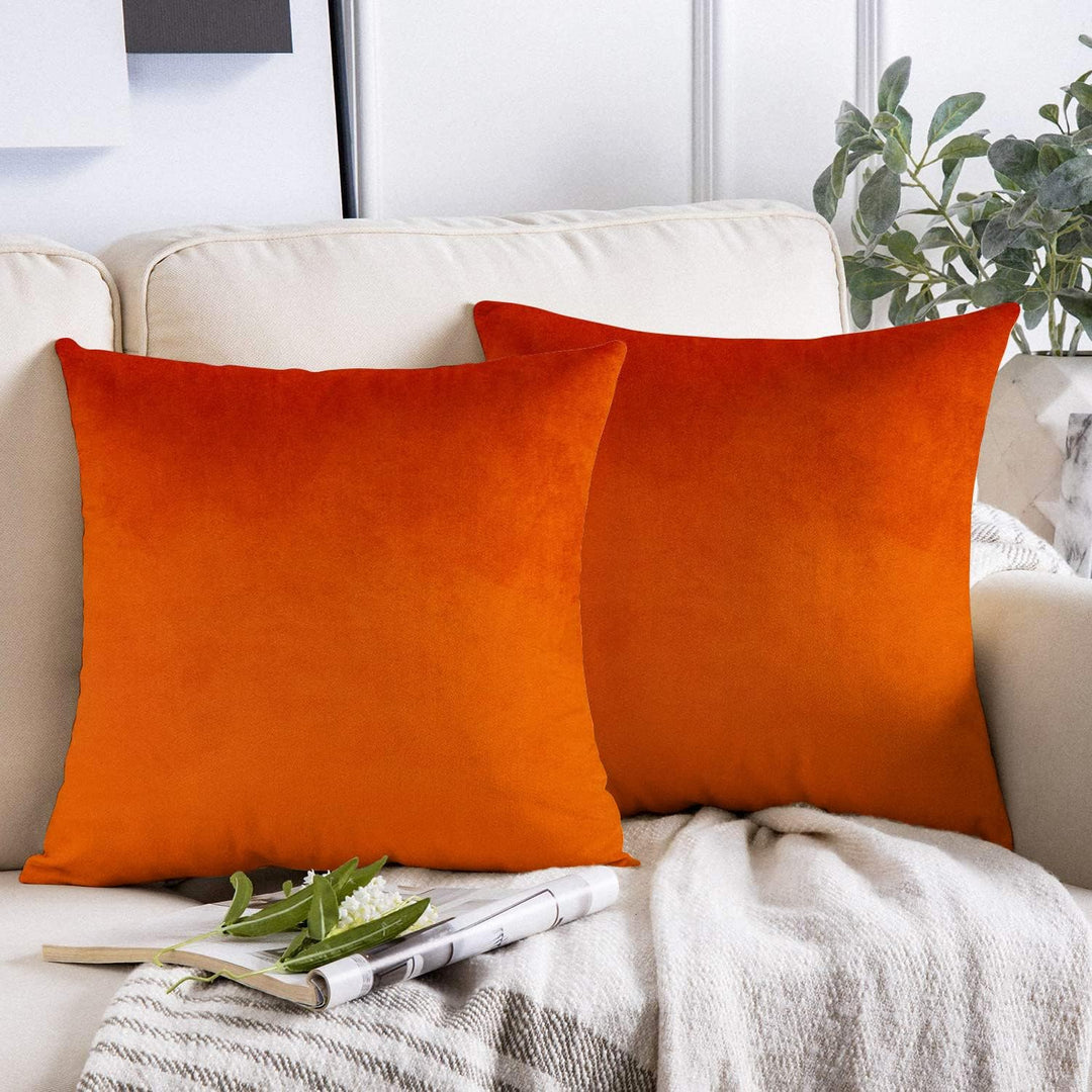 VAKADO Burnt Orange Samt Kissenbezüge Rost Herbst Thanksgiving Quadratisch Gemütlich Weiche Feste De