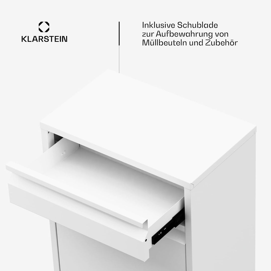 Klarstein Single-Compartment Mülleimer 50L - Edelstahl Abfalleimer Küche Mit Schublade, Wandmontage