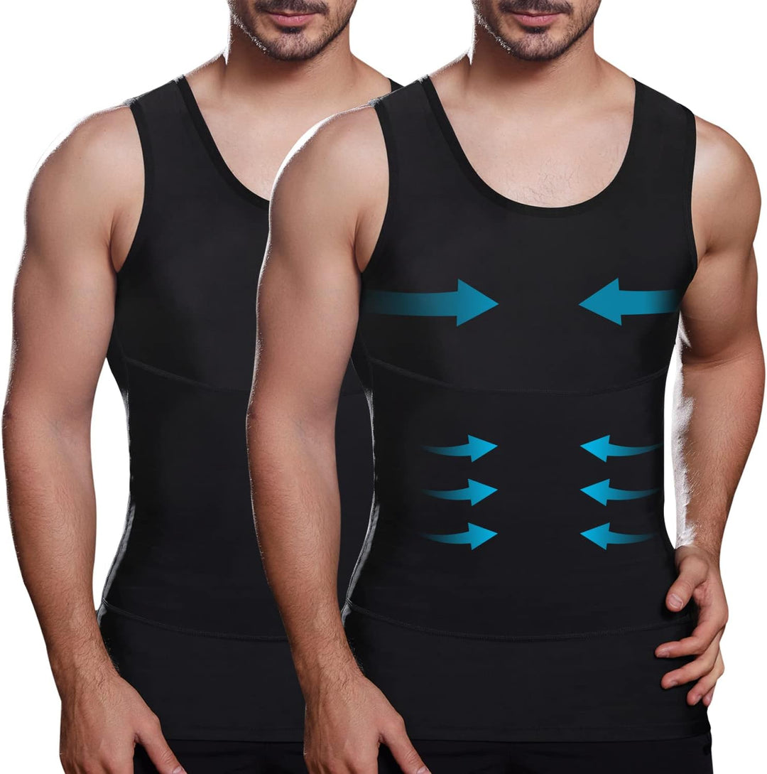 Lgtfy Herren Bauchweg-Unterhemden, figurformende Weste, Gynäkomastie-Kompressions-Shirts, Bauchkontr