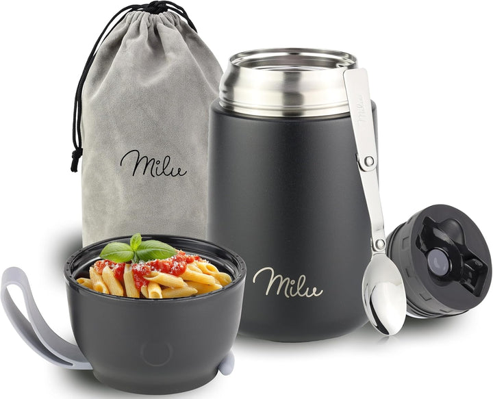 Milu® Thermobehälter 450, 650ml, 800ml | Edelstahl Warmhaltebehälter | Essensbehälter | Speisegefäss