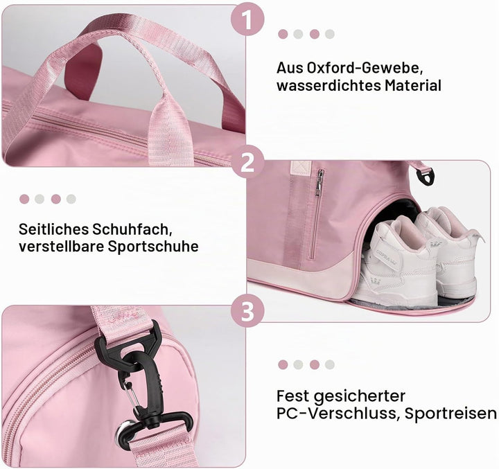 Sporttaschen Reisetasche für Damen Herren, Tasche für Sport Yoga Reisen, wasserdichte Trainingstasch