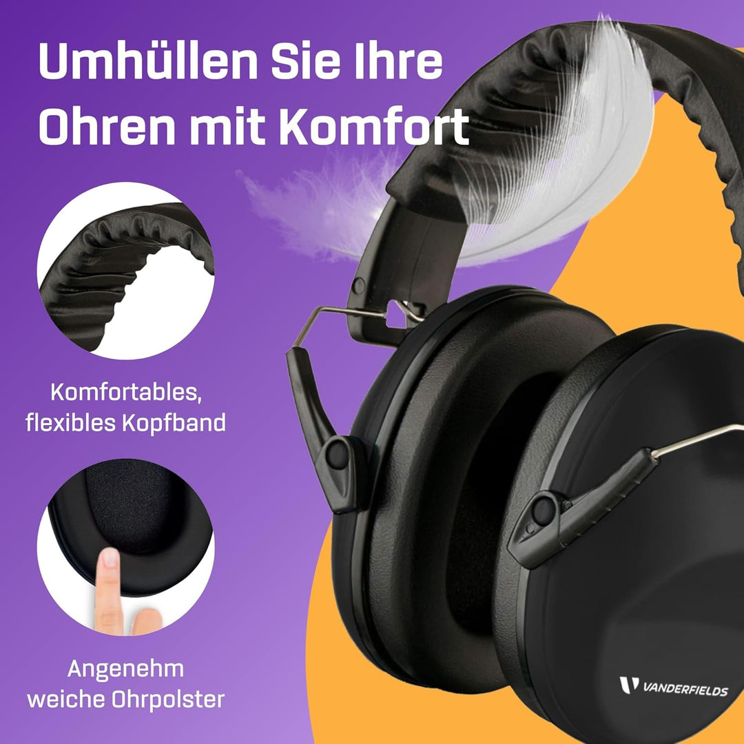 Vanderfields Gehörschutz für Erwachsene - SNR 26dB - 2er-Pack - Baustellen Kopfhörer - Kopfhörer Sch