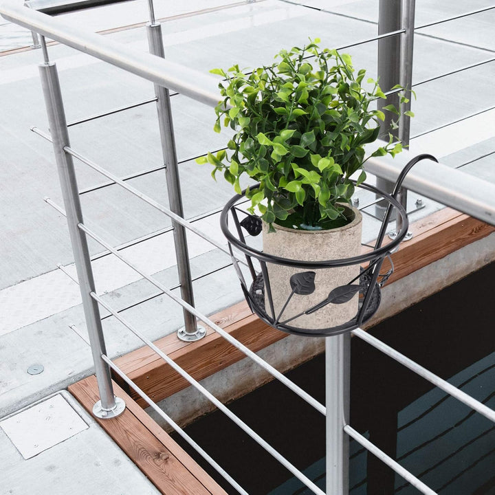 Cabilock 1stück Hängender Blumenständer Aus Schmiedeeisen Robuster Pflanzkorb Für Geländer Für Balko