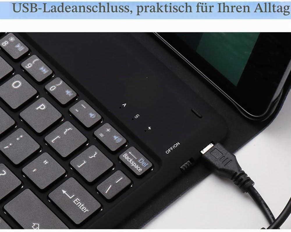 YGoal Tastatur Hülle für Galaxy Tab A7, QWERTZ Layout Ultra-Dünn Hülle mit 7 Farben Hintergrundbeleu