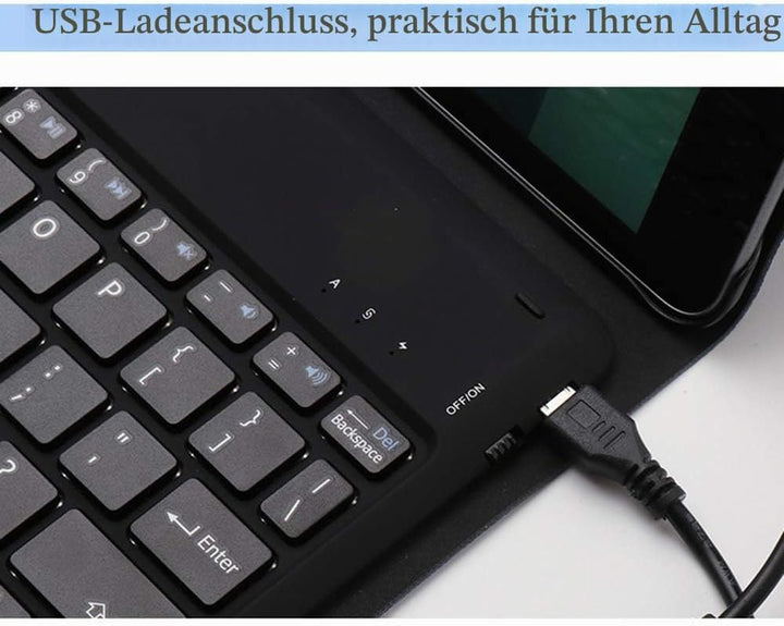 YGoal Tastatur Hülle für Galaxy Tab A7, QWERTZ Layout Ultra-Dünn Hülle mit 7 Farben Hintergrundbeleu