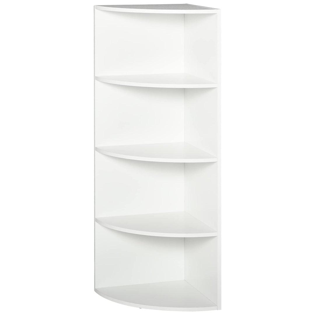 HOMCOM Eckregal Standregal Bücherregal Dekoregal Blumenregal Holzregal fächerförmig 4 Fächer Weiss 3