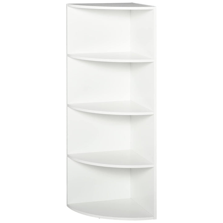 HOMCOM Eckregal Standregal Bücherregal Dekoregal Blumenregal Holzregal fächerförmig 4 Fächer Weiss 3