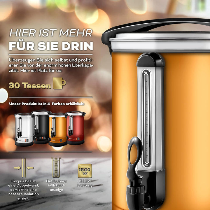 TRESKO® Glühweinkocher 10L / 1500W Einkochautomat aus Edelstahl Glühweinkessel Glühweinautomat Heiss