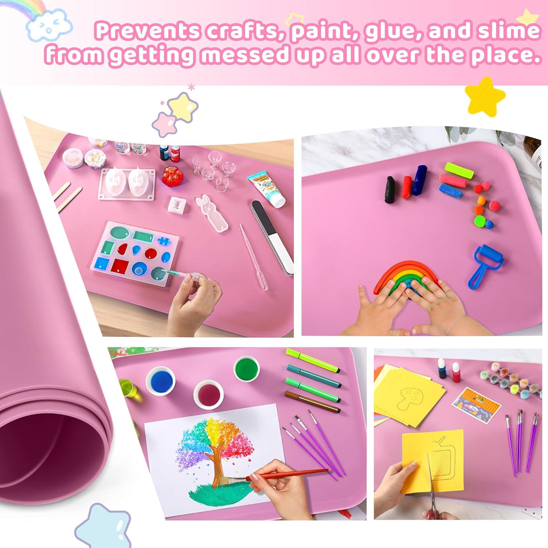 Silikonmatte Gross 60 x 40 cm, bastelunterlage kinder for Crafts, Sand Art, Painting, Resin, Handmad