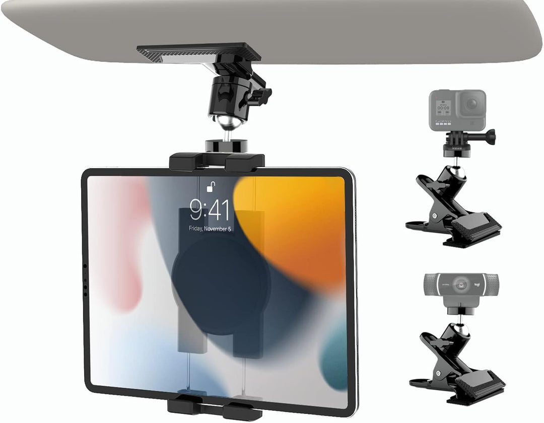 woleyi Auto Sonnenblende Tablet Halterung, KFZ LKW Sonnenblende Handy Autohalterung Clip mit 1/4" Sc