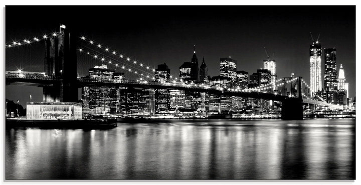 ARTland Glasbilder Wandbild Glas Bild einteilig 60x30 cm Querformat Skyline New York City Schwarz We